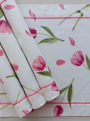 Jogo americano tulipa rosa kit com 2
