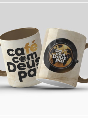 Caneca café com deus pai 2025 lançamento - marrom