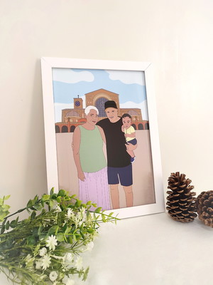 [moldura a4] ilustração personalizada - 9 a 12 pessoas/pet's