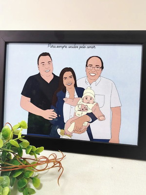 [moldura a4] ilustração personalizada - 5 a 8 pessoas/pet's