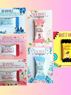 Card personalizado com bala dia da mulher