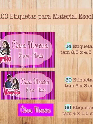 Kit adesivo material escolar chica vampiro