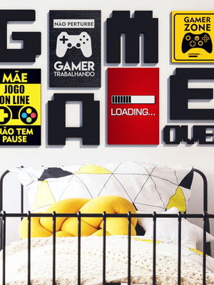 Conjunto placas e letras game over iii