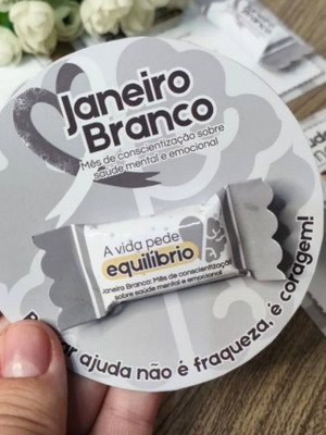 Card personalizado com bala janeiro branco