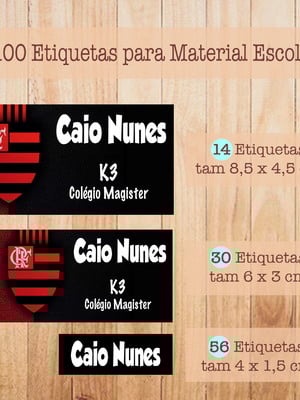 Kit adesivo material escolar flamengo