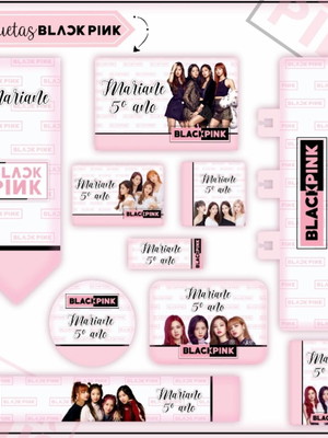 80 etiquetas escolares black pink