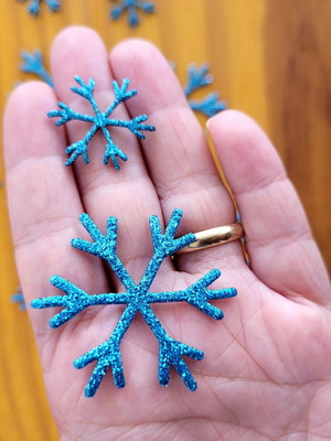 Aplique floco de neve frozen eva glitter azul - 20 itens