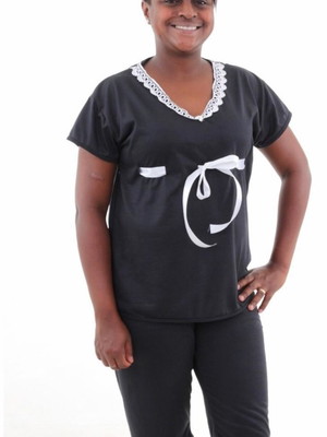 Pijama capri com renda e cetim