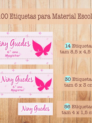 Kit adesivo material escolar borboletas