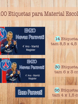 Kit adesivo material escolar psg