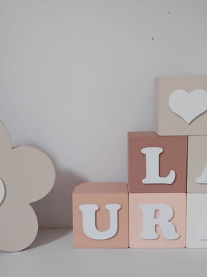 Kit 4 cubos com flor mdf