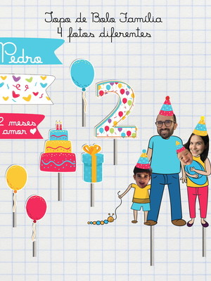 Arquivo digital de topo mesversário rostinho família 4 fotos