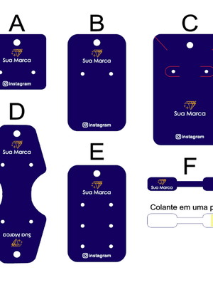 Kit tags plast. jóias c sua marca 6 mod fundo preto ou color