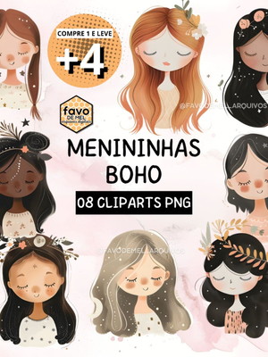 Kit digital png menininhas boho aquarela