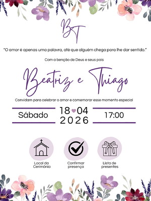 Convite de casamento lilás - arquivo digital