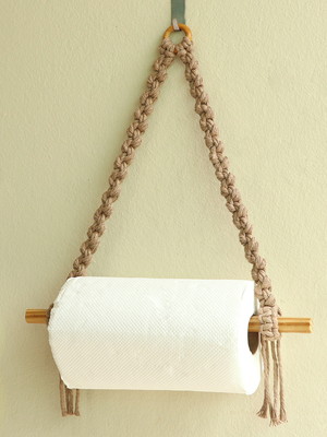 Suporte de macramê para papel toalha ou toalha