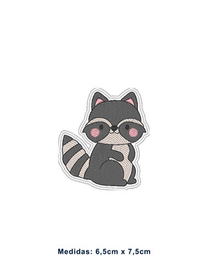 Patch bordado termocolante guaxinim - modelo3
