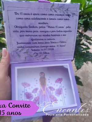 Caixa convite 15 anos - roxo
