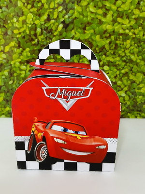 Caixa maletinha redonda carros relampago mcqueen