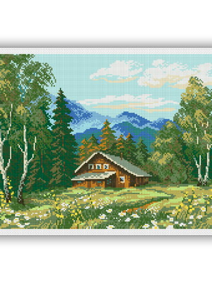 Casa nas montanhas - gráfico ponto cruz