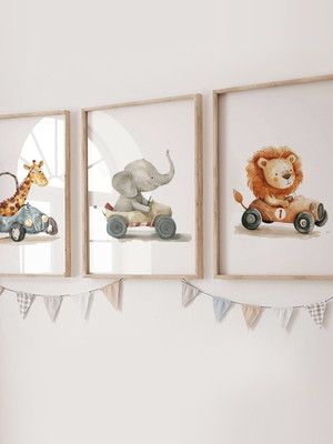 Quadros decorativos infantis safari carrinhos carros