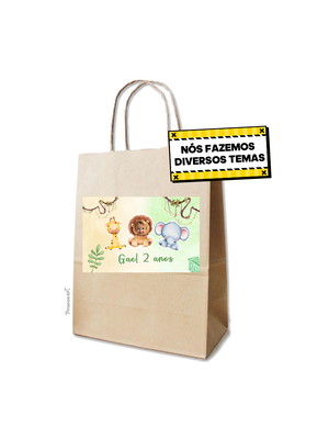 12 adesivo sacola kraft personalizado com foto safari