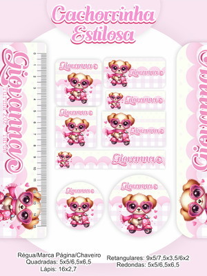 Arquivo digital etiqueta escolar cachorrinha