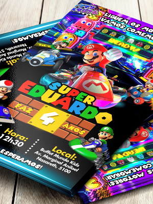 Convite digital mario kart