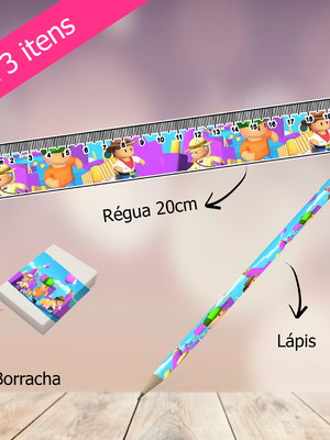 30 kits - régua+borracha+lapis qualquer tema