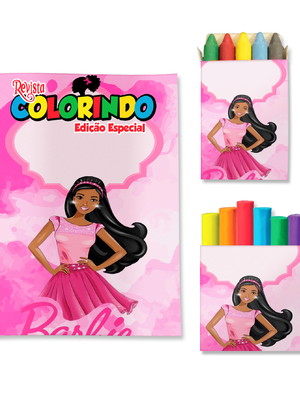 Kit colorir com massinha barbie negra