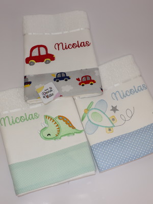 Kit toalhinha escolar personalizada com nome - 3 peças