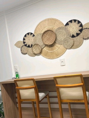 Composição decor de parede em palha de carnaúba