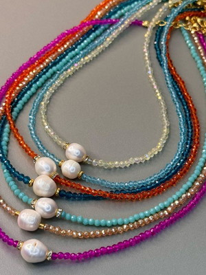Colar chocker cristal perola - coleção nova