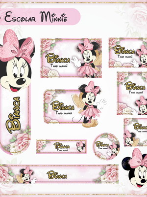 Etiqueta escolar minnie rosa #964