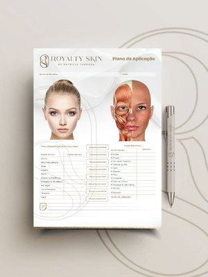 Arte ficha harmonização facial clean