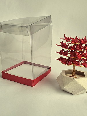 Bonsai de papel: tsuru vermelho escuro