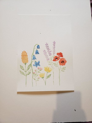 Jardim colorido em aquarela 21x29,7cm