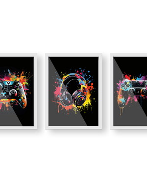 Quadros decorativos gamer controles headset geek nerd