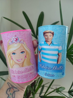 Cofrinhos papelão personalizados - barbie e ken