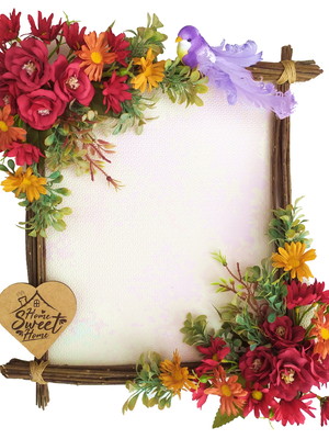 Guirlanda quadro floral guirlanda quadrada 35cm