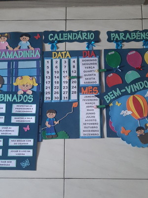 Kit com 5 painéis para sala de aula tema crianças