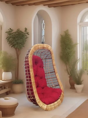 Balanço de teto oval em vime c/ almofada