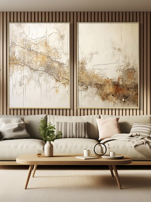 Quadro decorativo abstrato em gesso 40x60