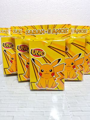 Jogo uno pokemón picachu personalizado lembrancinha