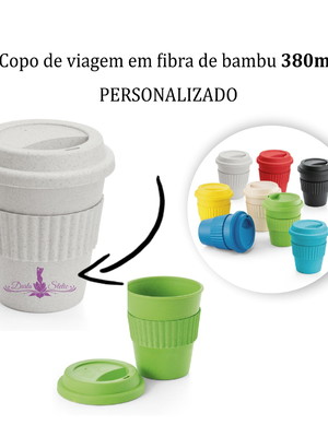 Copo de viagem em fibra de bambu personalizado
