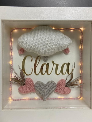 Quadro maternidade chuva de amor com led