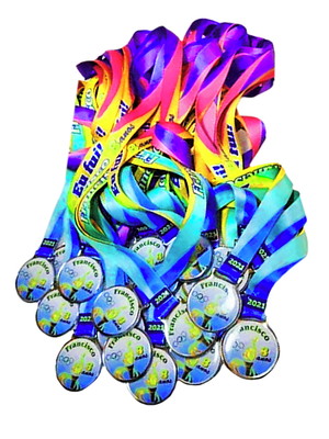 Medalha com fita personalizada para clubes kit com 60 peças