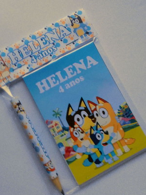 Bloquinho com mini lápis bluey