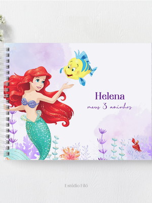 Livro de assinatura aniversário pequena sereia