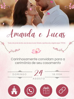 Convite casamento pétalas